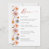 パステルエレガントピンクワイルドフラワーブライダルシャワーメニュー 招待状 (正面)