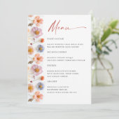 パステルエレガントピンクワイルドフラワーブライダルシャワーメニュー 招待状 (スタンド正面)
