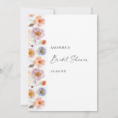 パステルエレガントピンクワイルドフラワーブライダルシャワーメニュー 招待状 (裏面)