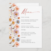 パステルエレガントピンクワイルドフラワーブライダルシャワーメニュー 招待状 (正面/裏面)