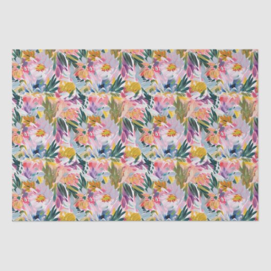 パステルエレガントピンク抽象芸術フローラルパターン 薄葉紙 (正面)