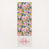 パステルエレガントピンク抽象芸術フローラ名モノグラム ヨガマット (正面)