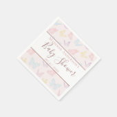 パステルエレガントピンク蝶ガールベビーシャワー スタンダードカクテルナプキン (角)