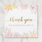 パステルエレガントピンク金ゴールドフローラガールバプテスマ フェイバータグ (裏面)