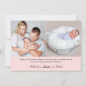 パステルエレガントピンク3写真誕生のお知らせ シーズンカード (裏面)