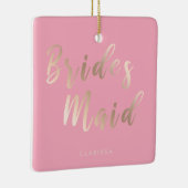 パステルエレガントピンク&バラ金ゴールド花嫁付き セラミックオーナメント (右)