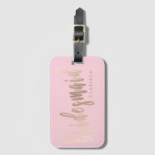 パステルエレガントピンク&バラ金ゴールド花嫁付き ラゲッジタグ (正面縦)