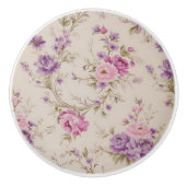 パステルエレガントピンク&パープルガーデン開花 セラミックノブ (正面)