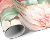 パステルエレガントピーチフローラウォーターカラー ラッピングペーパー (ロールコーナー)