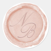 パステルエレガントピーチワックスシールモノグラムシール ラウンドシール (正面)