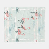 パステルエレガントフラミンゴ模様 フリースブランケット (正面(横))