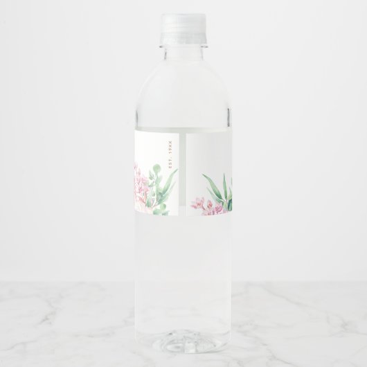 パステルエレガントフラワーズ |パーソナライズされた誕生日 ペットボトルラベル (裏面)