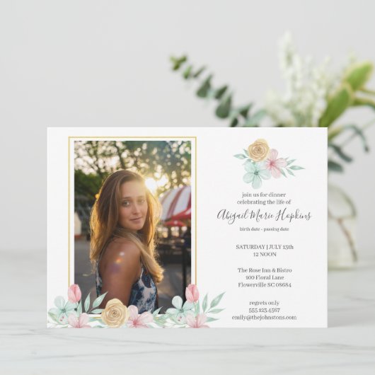 パステルエレガントフローラお祝いのライフ葬儀 サンキューカード (スタンド正面)