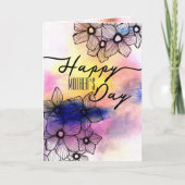 パステルエレガントフローラウォーターカラーマザーズデイ カード (正面)