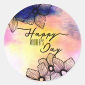 パステルエレガントフローラウォーターカラーマザーズデイ ラウンドシール (正面)
