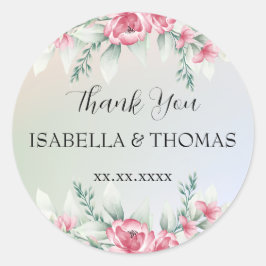 パステルエレガントフローラサンキューウェディングパーティー ラウンドシール