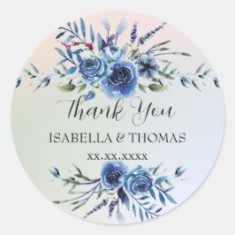 パステルエレガントフローラサンキューウェディングパーティー ラウンドシール
