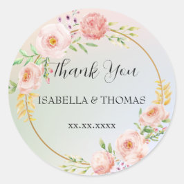 パステルエレガントフローラサンキューウェディングパーティー ラウンドシール
