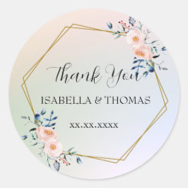 パステルエレガントフローラサンキューウェディングパーティー ラウンドシール