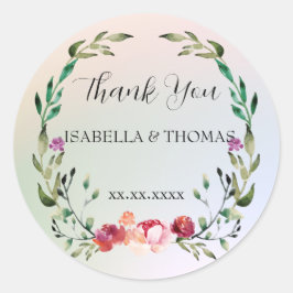 パステルエレガントフローラサンキューウェディングパーティー ラウンドシール