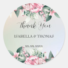 パステルエレガントフローラサンキューウェディングパーティー ラウンドシール