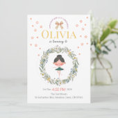 パステルエレガントフローラバレエ誕生日デザイン 招待状 (スタンド正面)