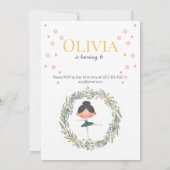 パステルエレガントフローラバレエ誕生日デザイン 招待状 (裏面)