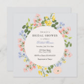 パステルエレガントフローラブライダルシャワー招待 招待状 (正面/裏面)
