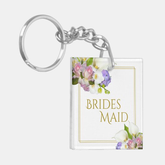 パステルエレガントフローラブライデスメイド結婚式の引き出物 キーホルダー (正面左)