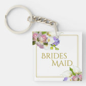 パステルエレガントフローラブライデスメイド結婚式の引き出物 キーホルダー (正面)
