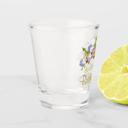 パステルエレガントフローラブライデスメイド結婚式の引き出物 ショットグラス (左)
