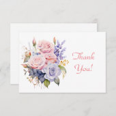 パステルエレガントフローラブーケサンキューフラット ノートカード (正面/裏面)