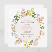 パステルエレガントフローラベビーシャワー招待状 招待状 (正面/裏面)