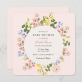 パステルエレガントフローラベビーシャワー招待状 招待状 (正面/裏面)