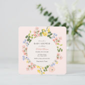 パステルエレガントフローラベビーシャワー招待状 招待状 (スタンド正面)