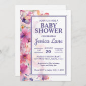 パステルエレガントフローラベビーシャワー 招待状 (正面/裏面)