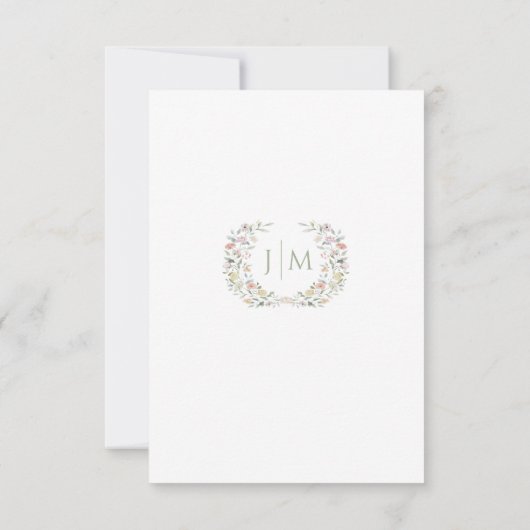 パステルエレガントフローラボヘミ結婚アンのメニュー 出欠カード (裏面)