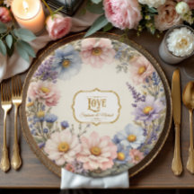 パステルエレガントフローラ水彩ピンクブルーn金ゴールド