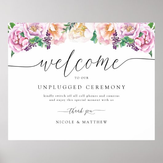 パステルエレガントフローラ非詰め式サイン ポスター (正面)