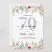 パステルエレガントフローラ70th誕生日パーティー 招待状 (正面)
