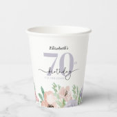 パステルエレガントフローラ70th誕生日パーティー 紙コップ (裏面)