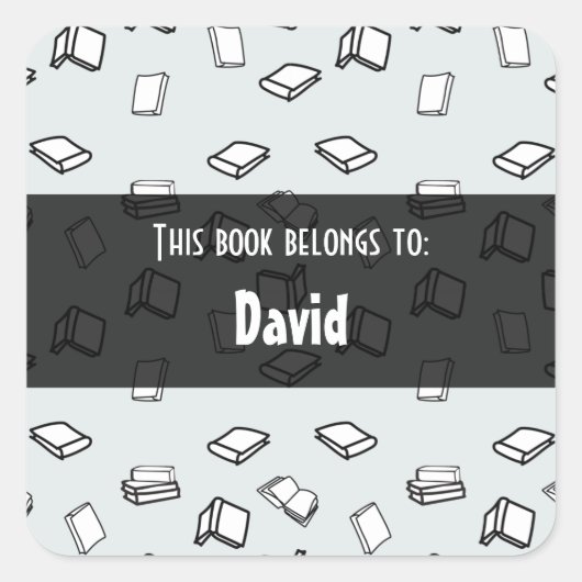 パステルエレガントブックスパタパーソナライズされたーン スクエアシール (正面)