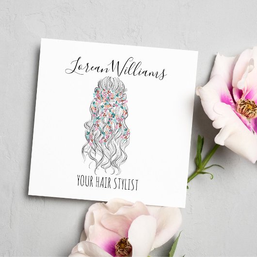 パステルエレガントブライドヘアスタイリングフローラ スクエア名刺