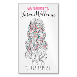 パステルエレガントブライドヘアスタイリングフローラ マグネット名刺