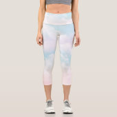 パステルエレガントブルーとピンクの天国の雲 カプリレギンス (正面)