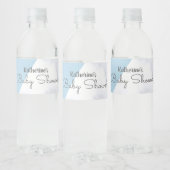 パステルエレガントブルーと白い大理石の赤ちゃんシャワー ペットボトルラベル (ボトル)