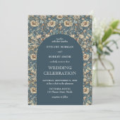 パステルエレガントブルーアイボリーフローラアールヌーボー 招待状 (スタンド正面)