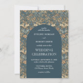 パステルエレガントブルーアイボリーフローラアールヌーボー 招待状 (正面)