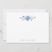 パステルエレガントブルーウォーターカラーバラ ノートカード (正面)