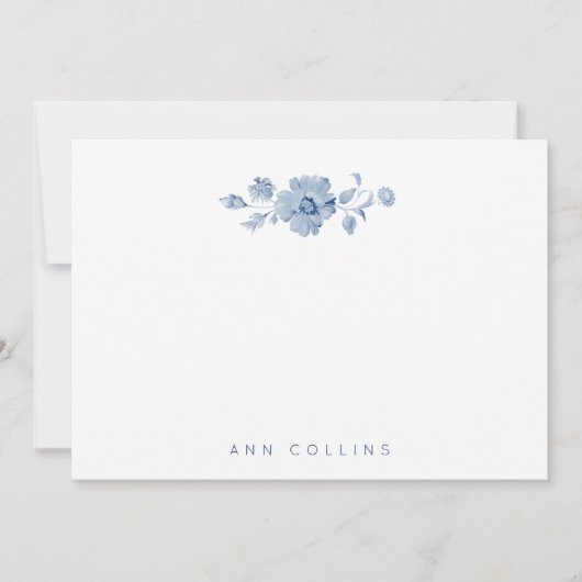 パステルエレガントブルーウォーターカラーバラ ノートカード (正面)